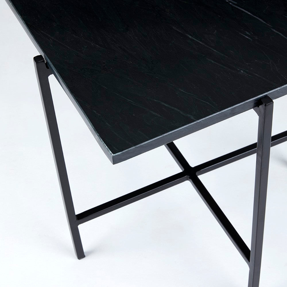 Tilly Black Marble End Table - Black Metal - Ella and Ross Furniture