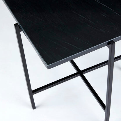 Tilly Black Marble End Table - Black Metal - Ella and Ross Furniture