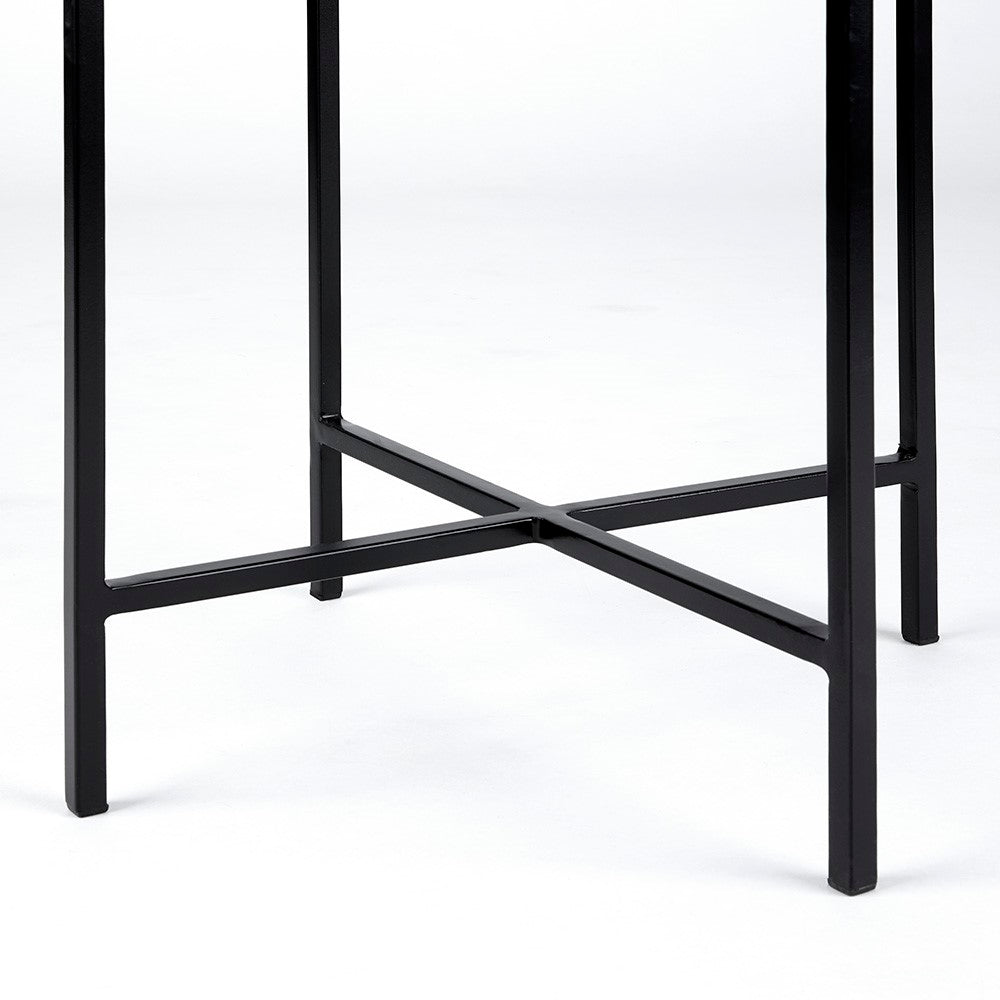 Tilly Black Marble End Table - Black Metal - Ella and Ross Furniture