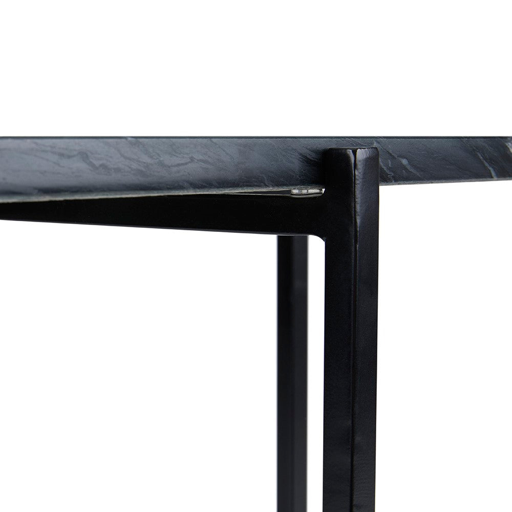 Tilly Black Marble End Table - Black Metal - Ella and Ross Furniture