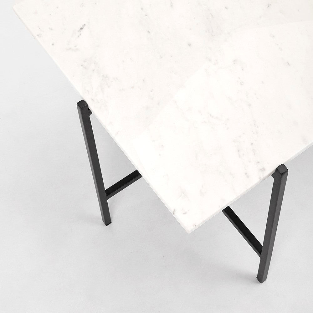 Tilly White Marble Coffee Table - Black Metal - Ella and Ross Furniture