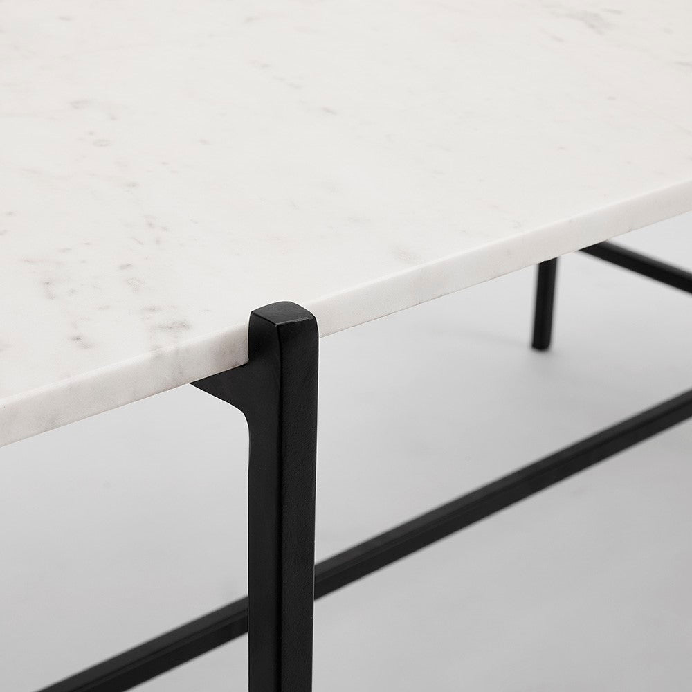 Tilly White Marble Coffee Table - Black Metal - Ella and Ross Furniture