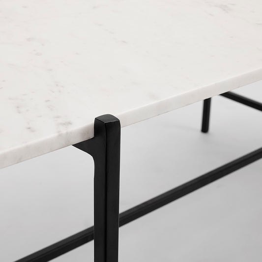 Tilly White Marble Coffee Table - Black Metal - Ella and Ross Furniture