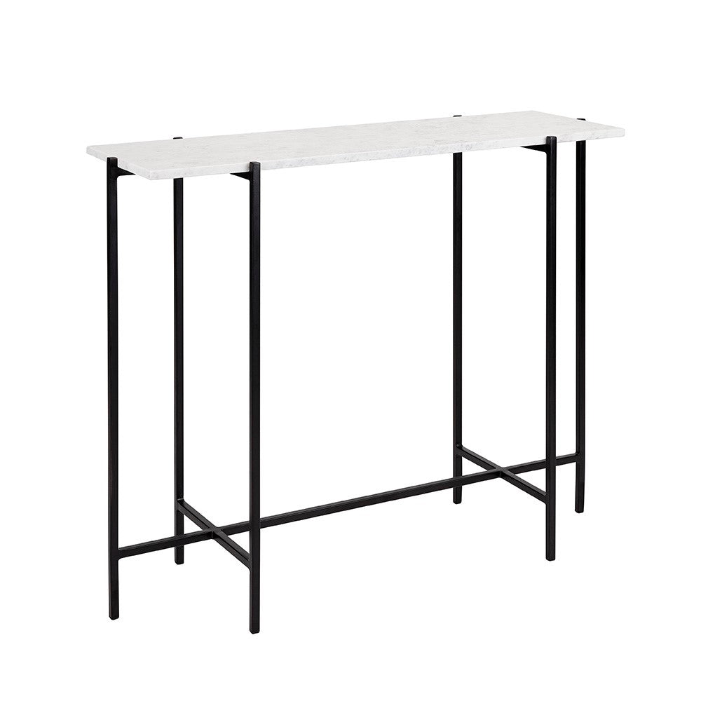 Tilly White Marble Console Table - Black Metal - Ella and Ross Furniture