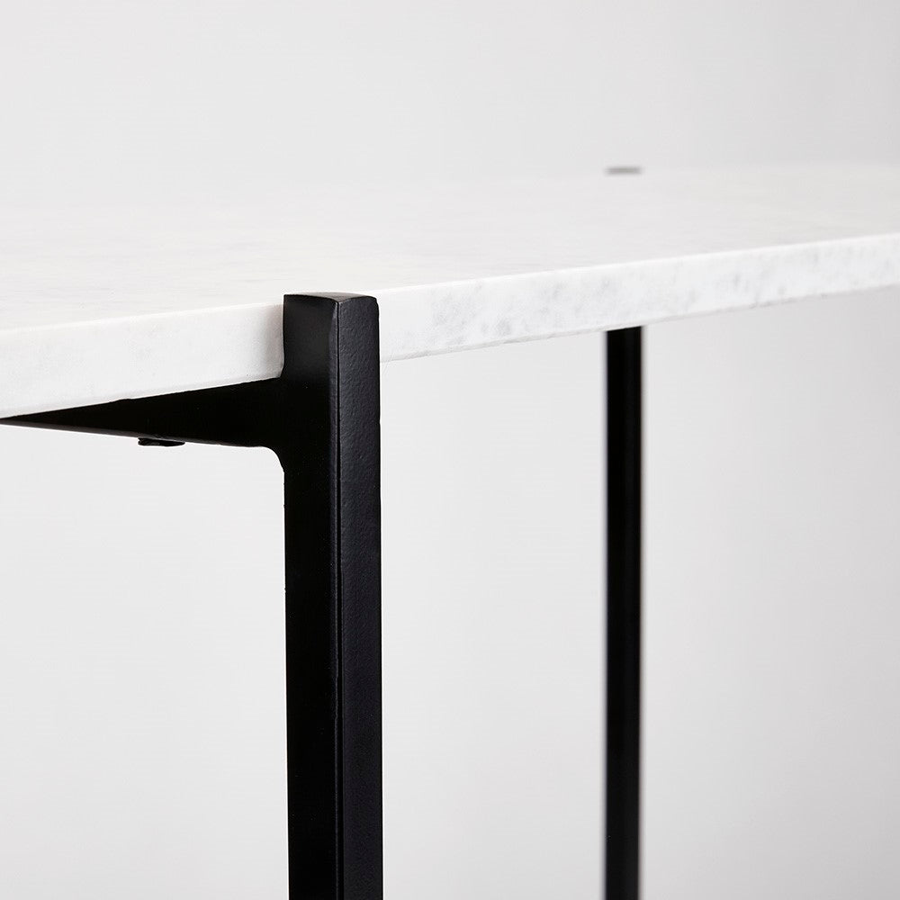 Tilly White Marble Console Table - Black Metal - Ella and Ross Furniture