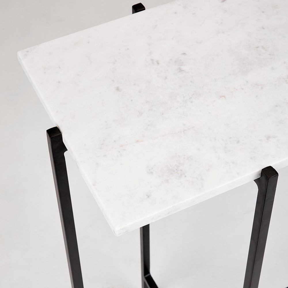 Tilly White Marble Console Table - Black Metal - Ella and Ross Furniture