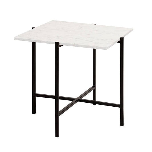 Tilly White Marble End Table - Black Metal - Ella and Ross Furniture