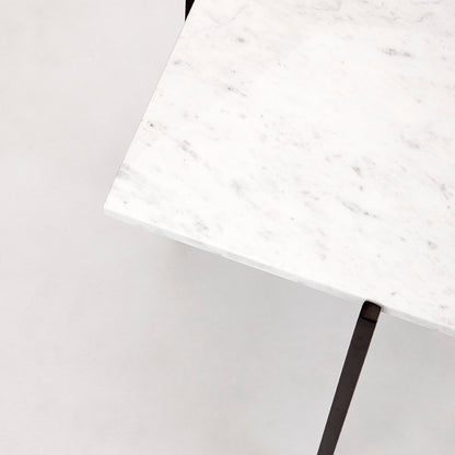 Tilly White Marble End Table - Black Metal - Ella and Ross Furniture