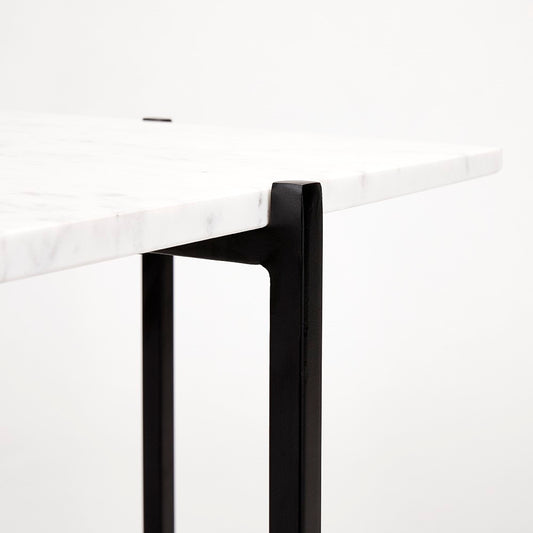 Tilly White Marble End Table - Black Metal - Ella and Ross Furniture