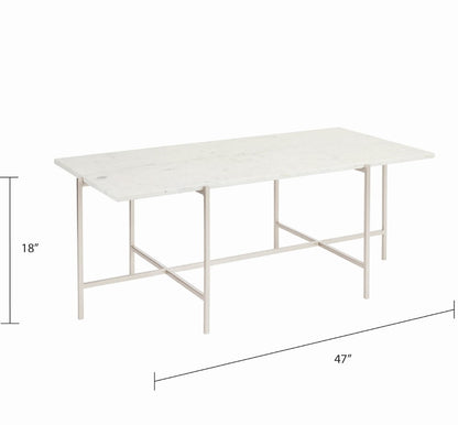 Tilly White Marble Coffee Table - Silver - Ella and Ross Furniture