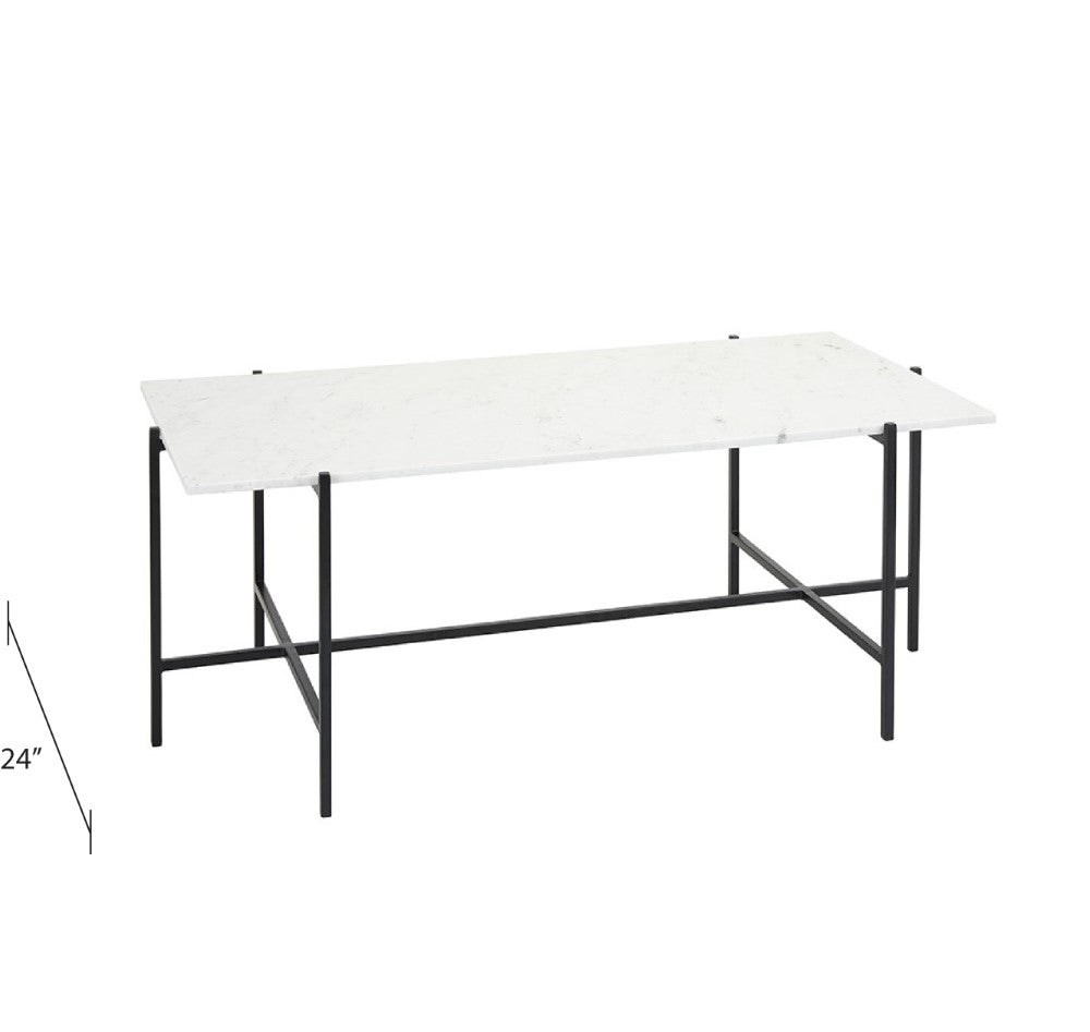 Tilly White Marble Coffee Table - Black Metal - Ella and Ross Furniture
