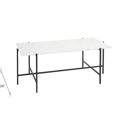 Tilly White Marble Coffee Table - Black Metal - Ella and Ross Furniture
