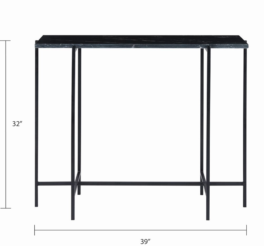 Tilly Black Marble Console Table - Black Metal - Ella and Ross Furniture