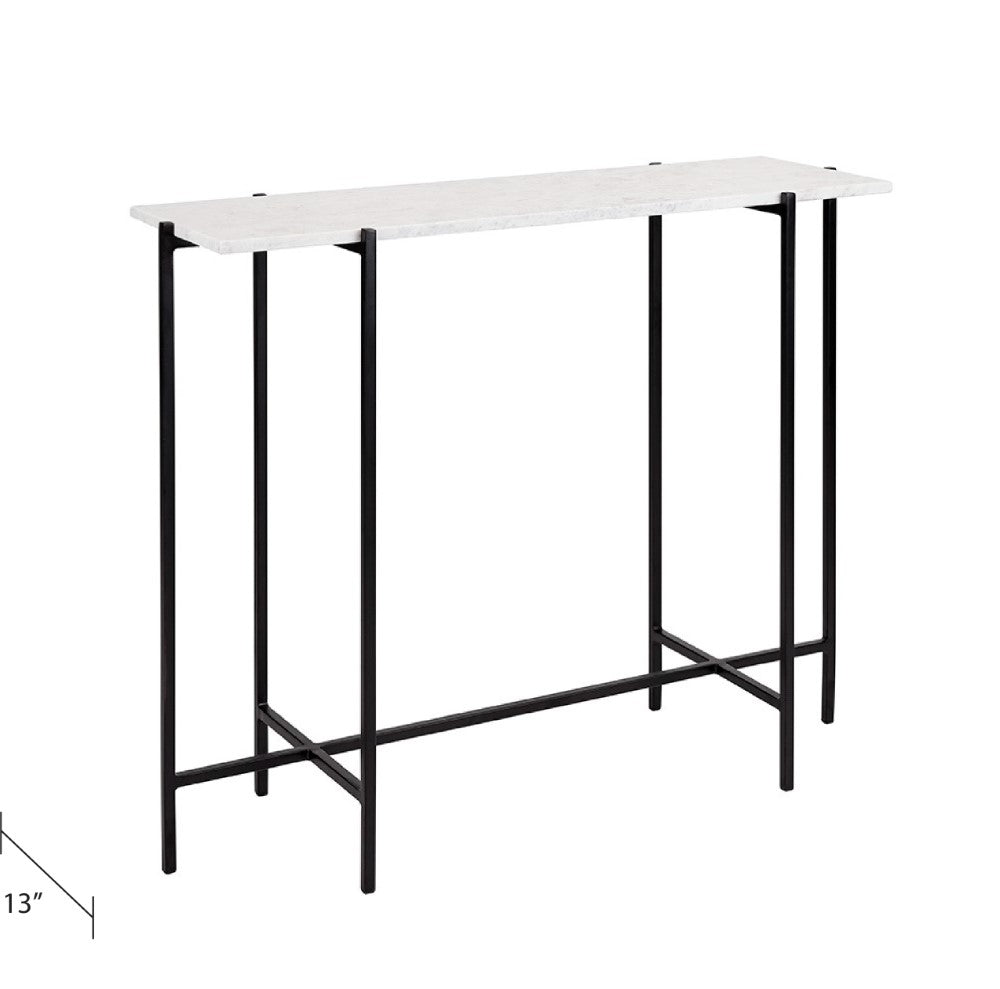 Tilly White Marble Console Table - Black Metal - Ella and Ross Furniture