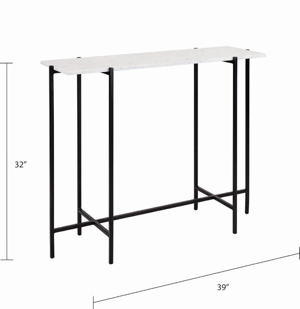 Tilly White Marble Console Table - Black Metal - Ella and Ross Furniture