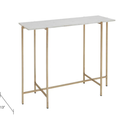 Tilly White Marble Console Table - Gold - Ella and Ross Furniture
