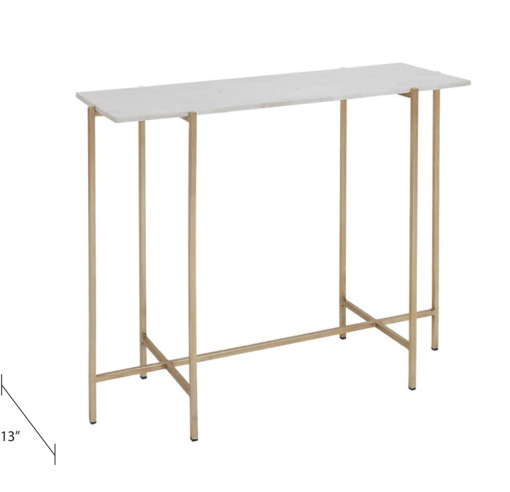 Tilly White Marble Console Table - Gold