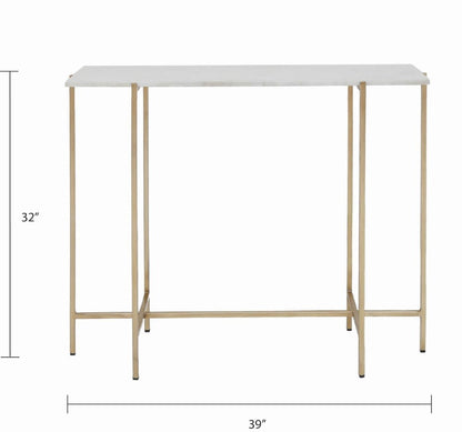Tilly White Marble Console Table - Gold - Ella and Ross Furniture