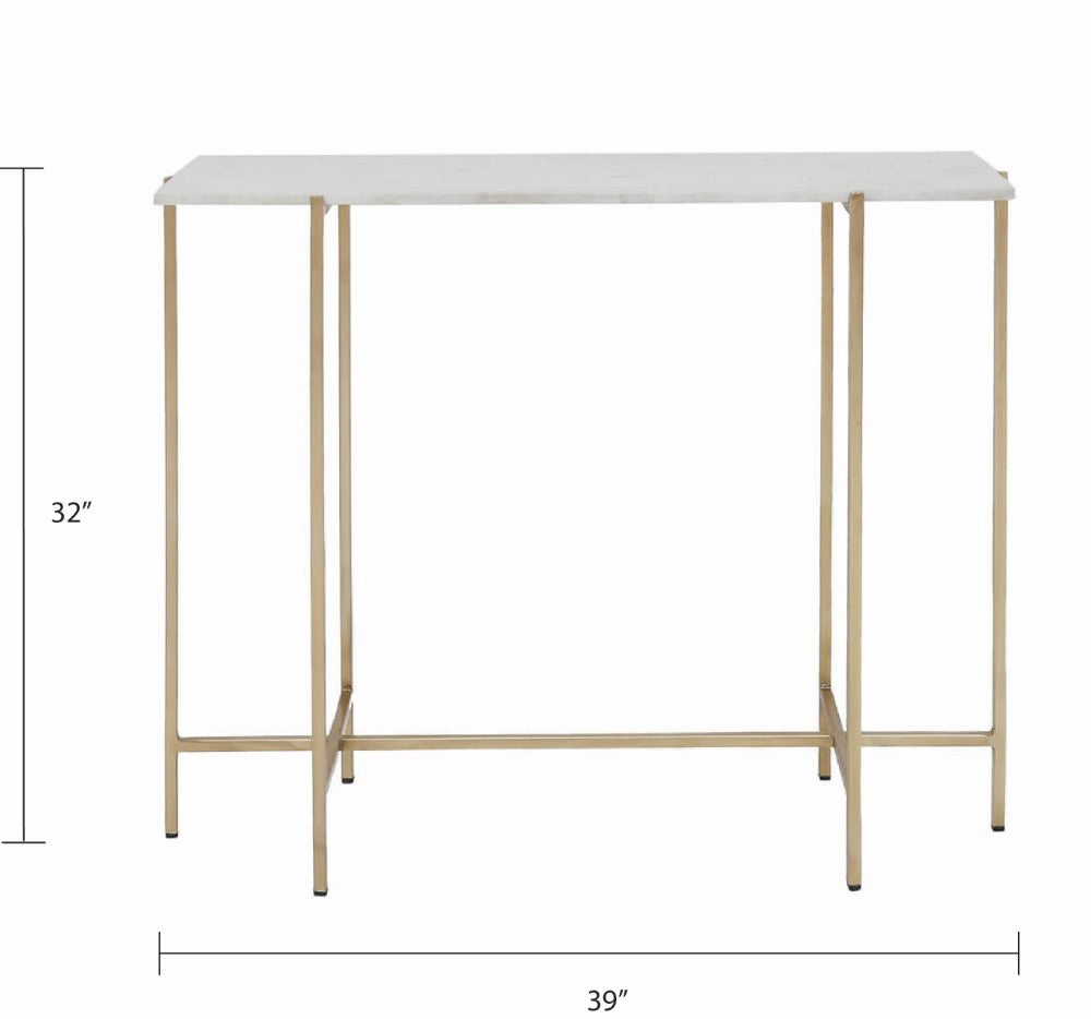 Tilly White Marble Console Table - Gold