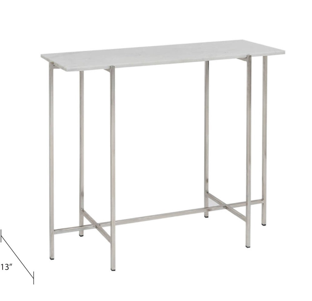 Tilly White Marble Console Table - Silver - Ella and Ross Furniture