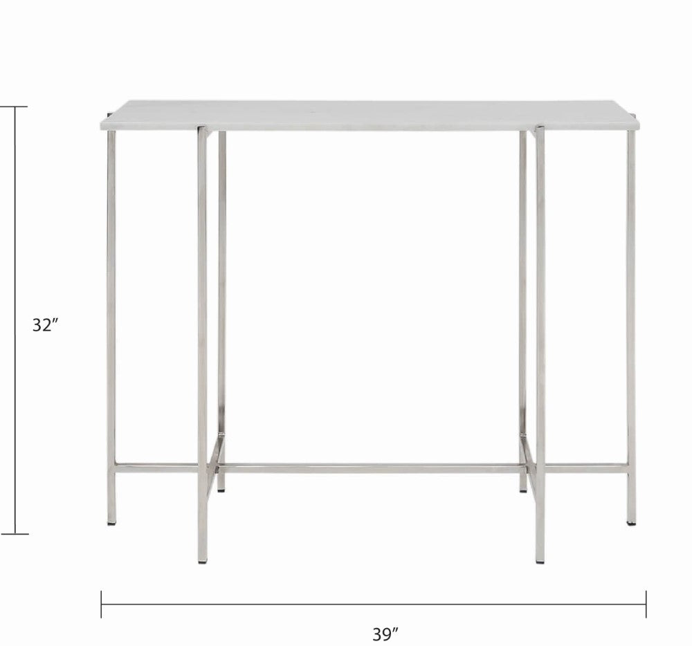 Tilly White Marble Console Table - Silver - Ella and Ross Furniture