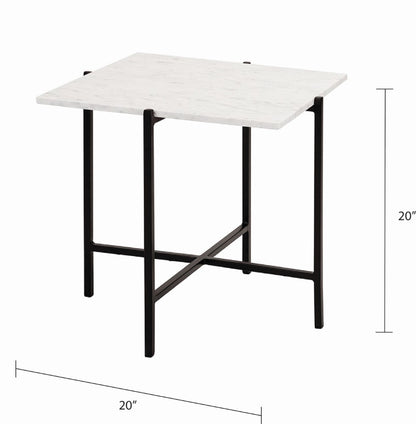 Tilly White Marble End Table - Black Metal - Ella and Ross Furniture