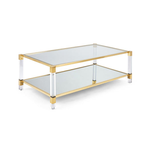 Truman Acrylic Coffee Table - Brushed Gold