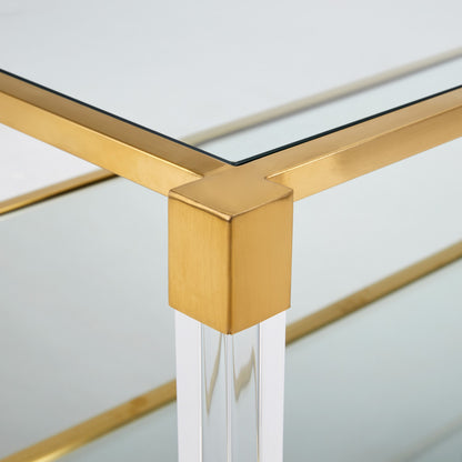 Truman Acrylic Coffee Table - Brushed Gold - Ella and Ross Furniture