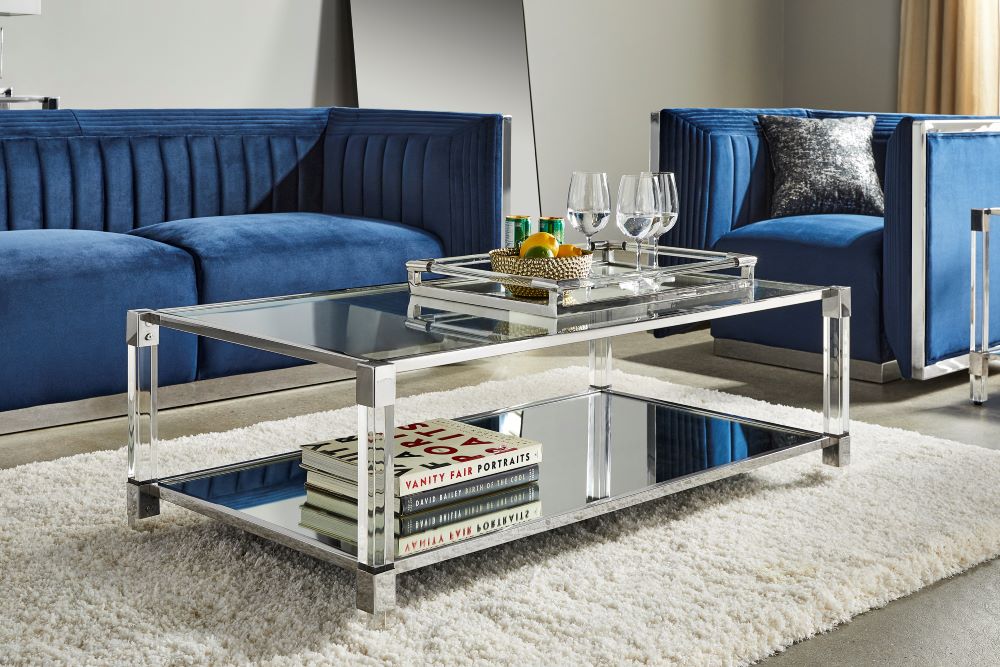 Truman Acrylic Coffee Table - Silver - Ella and Ross Furniture