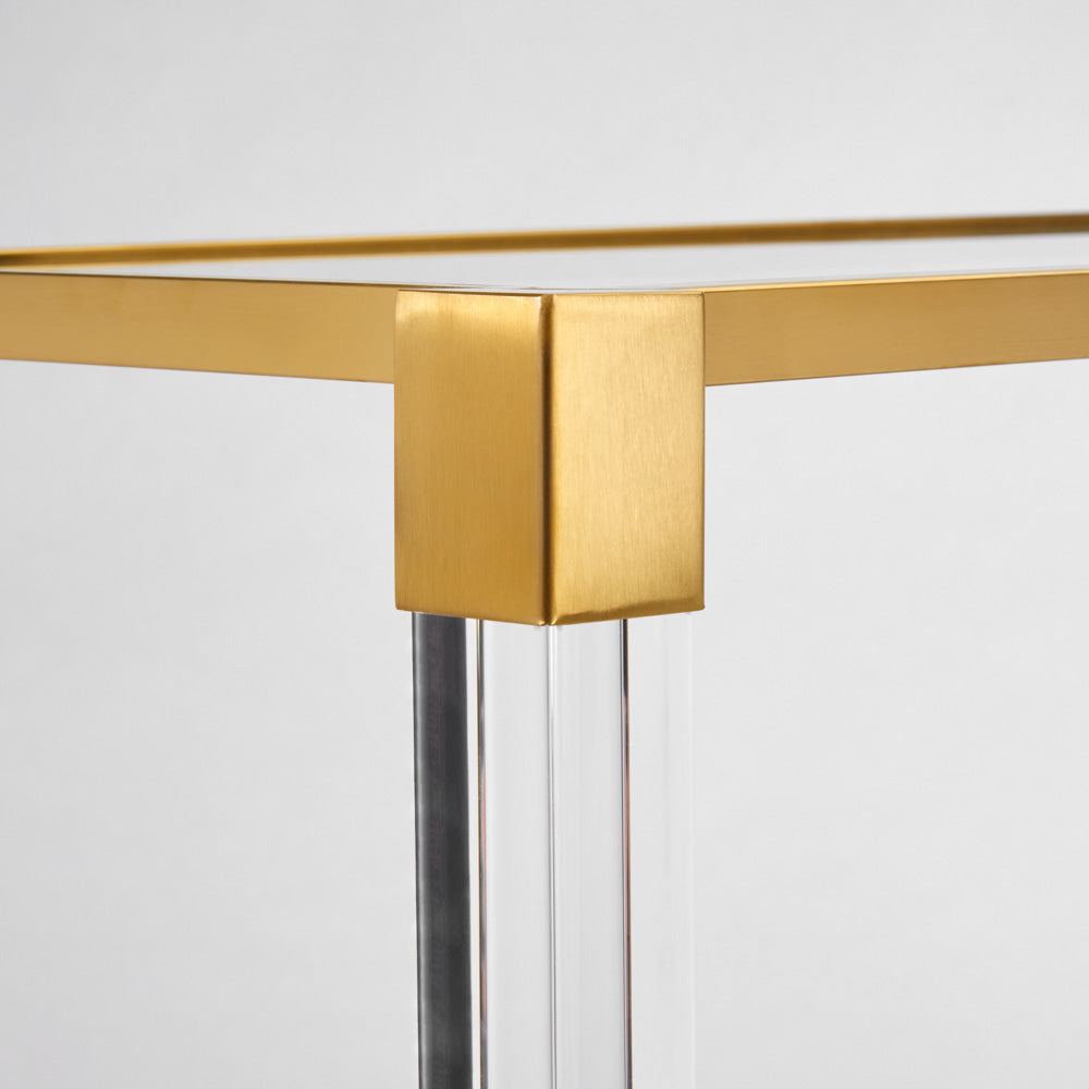 Truman Acrylic Console Table - Brushed Gold - Ella and Ross Furniture