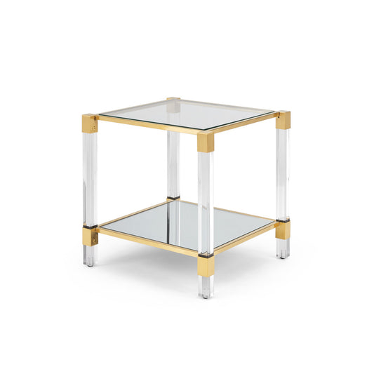 Truman Acrylic End Table - Brushed Gold - Ella and Ross Furniture