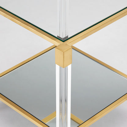 Truman Acrylic End Table - Brushed Gold - Ella and Ross Furniture