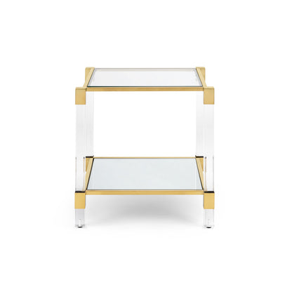Truman Acrylic End Table - Brushed Gold - Ella and Ross Furniture