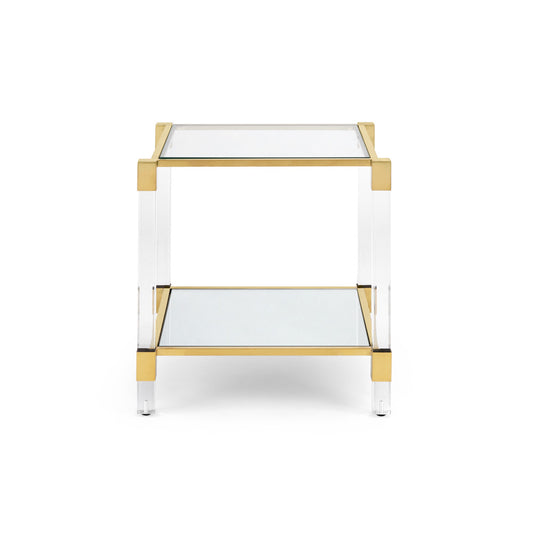 Truman Acrylic End Table - Brushed Gold - Ella and Ross Furniture