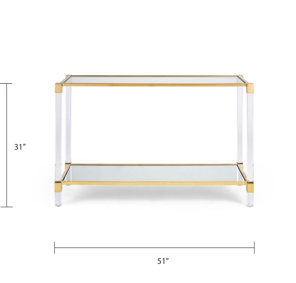 Truman Acrylic Console Table - Brushed Gold - Ella and Ross Furniture