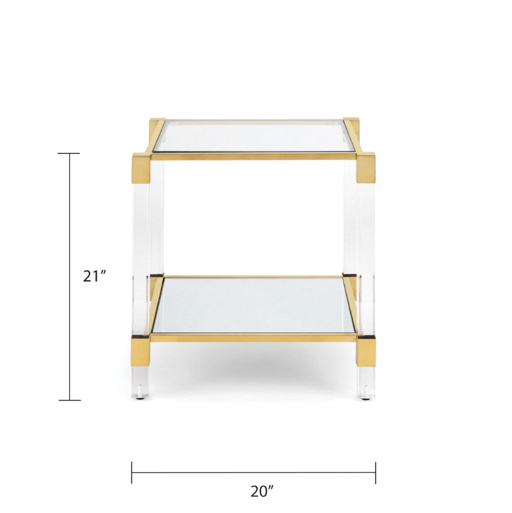 Truman Acrylic End Table - Brushed Gold - Ella and Ross Furniture