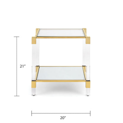 Truman Acrylic End Table - Brushed Gold - Ella and Ross Furniture