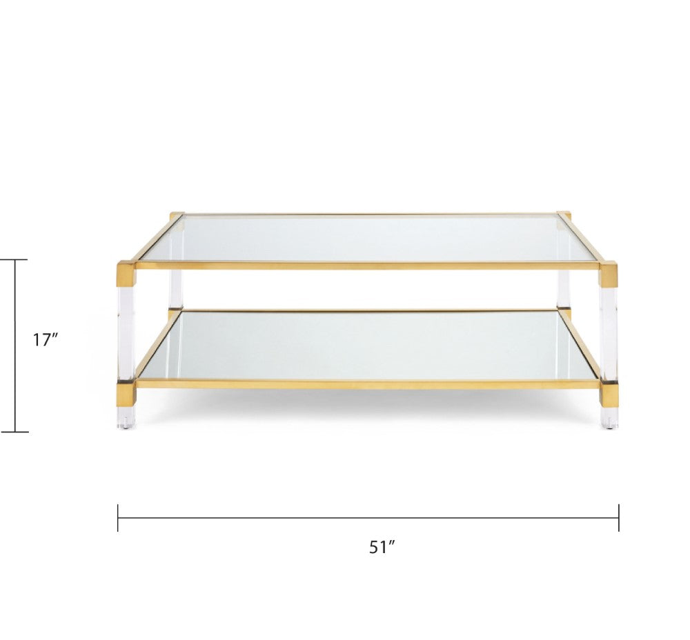 Truman Acrylic Coffee Table - Brushed Gold - Ella and Ross Furniture